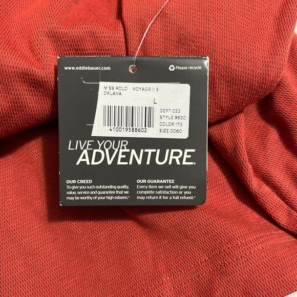 Eddie Bauer Travex Mens Size Large Orange Short Sleeve Cotton Blend Polo Shirt - Picture 9 of 14